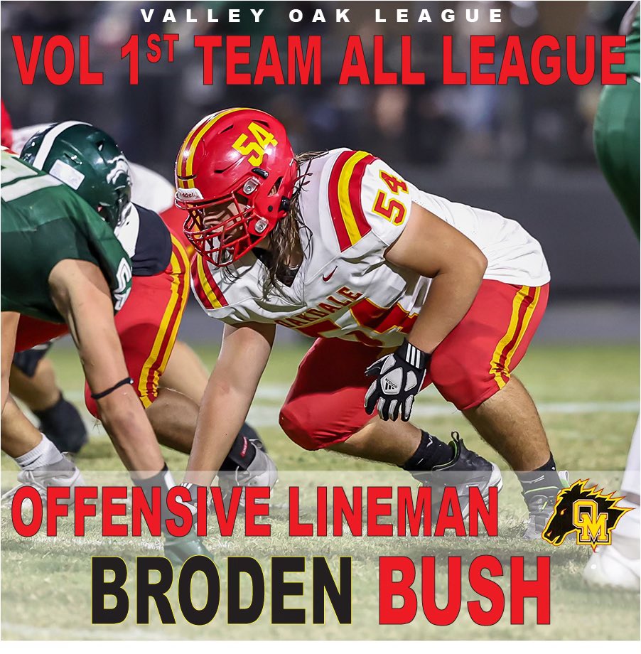 Congratulations to Broden Bush on being named 1st Team All League helped to lead a rushing attack that surpassed 5000 yds.