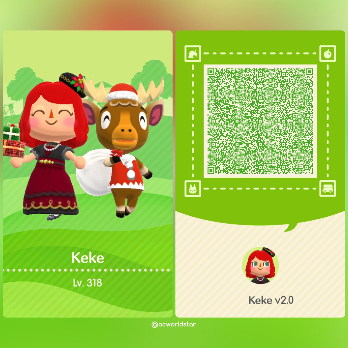 ACWorldstar's tweet photo. Camper Card v2 w/ Erik. Holiday party ready! - Keke

I plan to update my #CamperCard w/ different animals. Add or update my cards to collect animal stickers. #PocketCampComplete #PocketCamp #acpcc #animalcrossing #campercards #ACPCKeke #acworldstar #acpc #ACPCComplete https://t.co/fbTeluNvEe