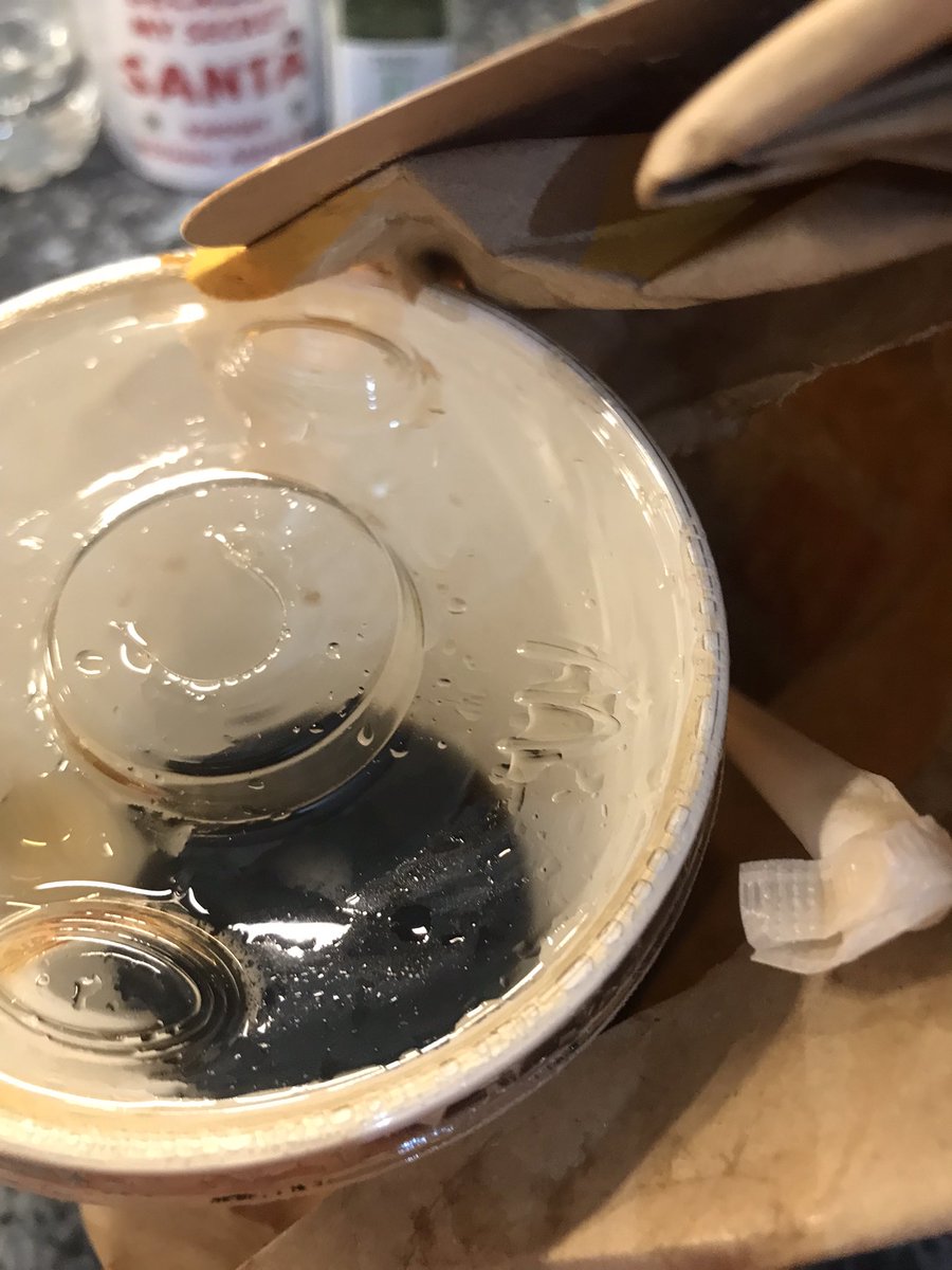 EmmaLouRoscoe's tweet photo. @McDonaldsUK just received our McDonalds delivery and this is how the drink was received!! Hardly any left in the cup as it spilt everywhere 😡 when I asked the driver what we could do his response was “nothing”!!!!! https://t.co/X1ZdMLgSNF