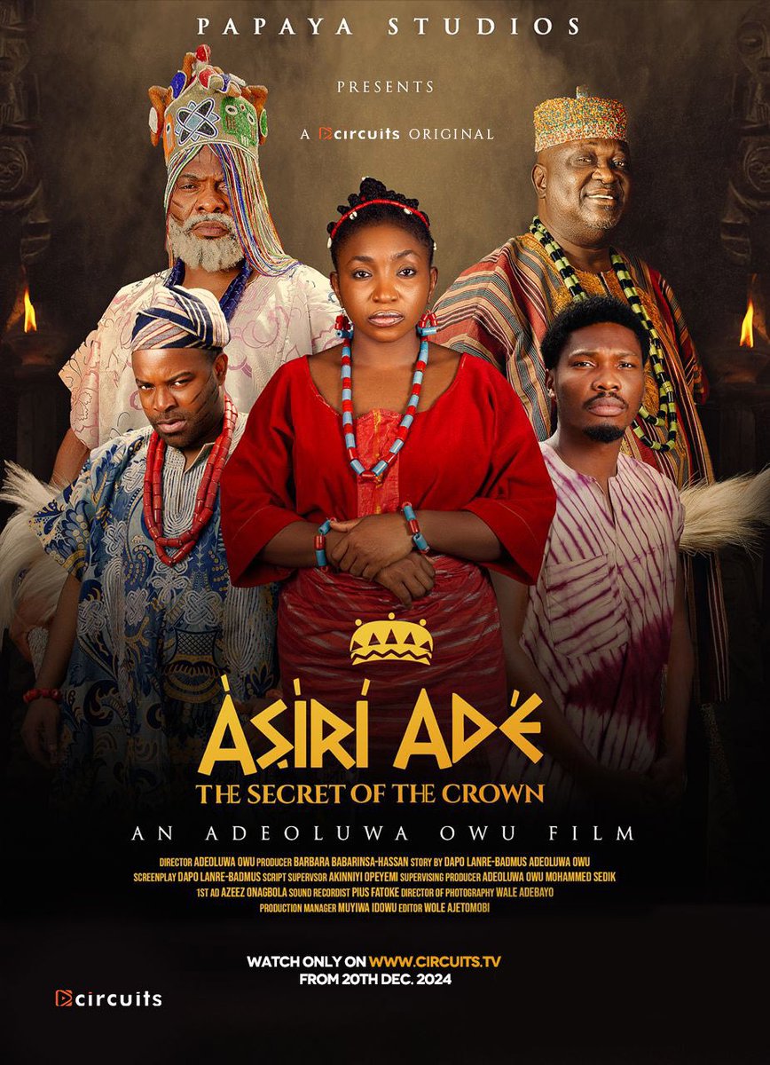 Adeoluwaowu's tweet photo. Official Poster Asiri Ade? 👑✨
Every character tells a story, but what lies beneath the surface?
Coming EXCLUSIVELY on Circuits from the 20th of December on https://t.co/lcKwSksoST
🎥🔥#CircuitsOriginal
#AsiriAde #comingtocircuits
#OnlyonCircuits https://t.co/Jn2EMDy8Yg