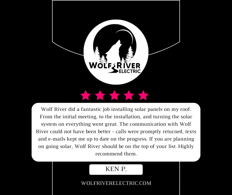 Ken said we did an amazing job installing his panels and loved our top-notch communication! 🙌 We aim to deliver the same great experience for every single project. Ready to go solar? Visit wolfriverelectric.com to see how we can help you too! ☀️🏡 #CustomerFirst #GoSolar
