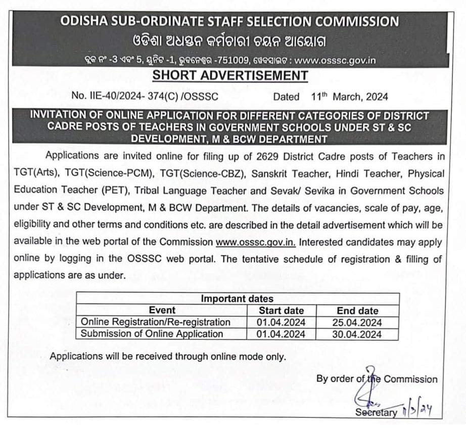 SunaGirish91561's tweet photo. #PleaseStartTheApplyOnlineAsSoonAsPossibleSir April 2024 was the apply Starting date of @scstdevdept Teacher Requirment by OSSSC. But its postponement is continuing till Aspirants are waiting to apply scince 8month.@CMO_Odisha @NityanandaBJP @SecyChief @scstdevdept https://t.co/hOvlDFRBbz