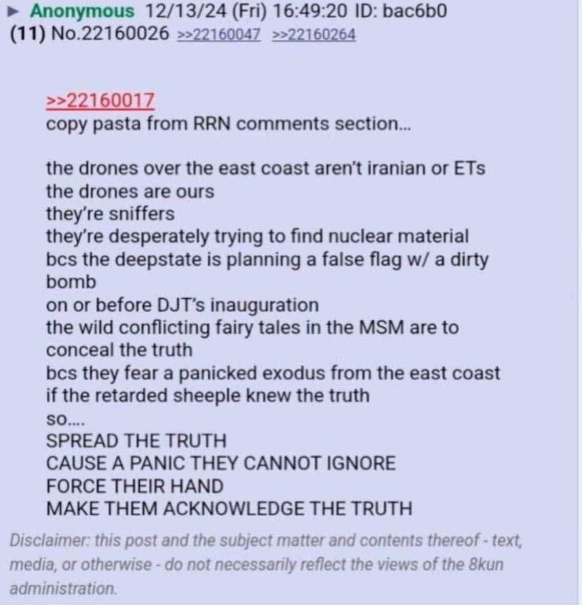 This is what’s floating around on other social media about the drones.   

Anybody know anything about it?