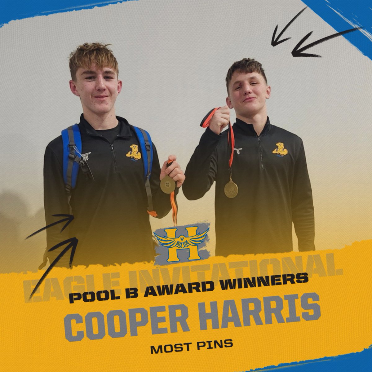 Congrats to Cooper Harris (Left) on earning the most pins in Pool B at the Eagle Invitational!