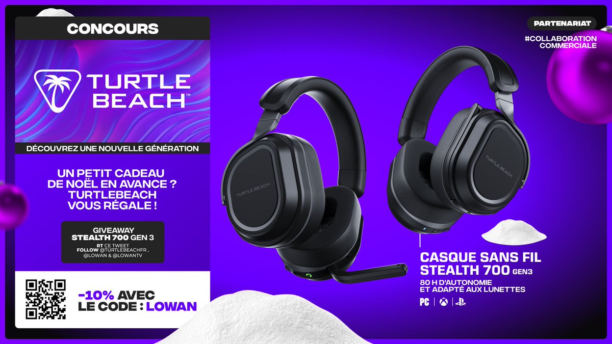 💜 CONCOURS 🎧

Noël approche est-ce qu’il ne serait pas l’heure de vous gâter avec <a href="/TurtleBeachFR/">Turtle Beach France</a> ? 🎄🙇🏻‍♂️

Pour tenter de remporter ce casque : 
- RT ce tweet 
- Follow <a href="/LowAn/">Loann</a> <a href="/LowAnTV/">LowAnTV</a> &amp; <a href="/TurtleBeachFR/">Turtle Beach France</a> 

-10% avec le code LOWAN 
👉🏻 turtlebeach.gg/LOWAN

🍀 TAS le 20/12 🎅🏻