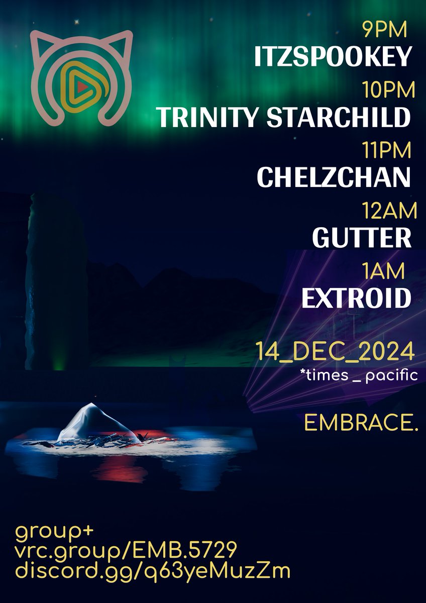 EmbraceVRC's tweet photo. Good Saturday everyone!
We've got an amazing line-up of 5 excellent DJ's for you to enjoy tonight.

Come Embrace Saturday with us!

https://t.co/1tUIkp66g6 https://t.co/XOzy5VPIfA