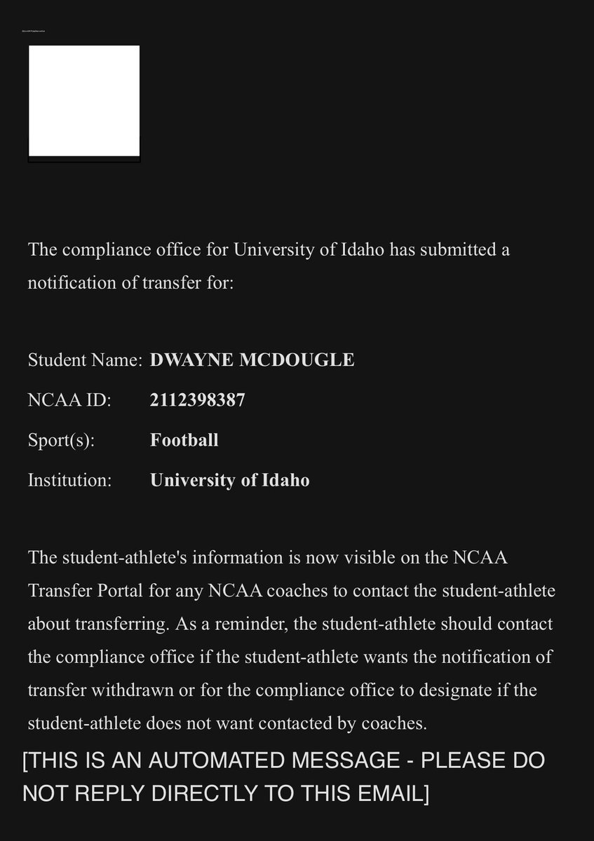 Dwayne Mcdougle (@dwaynemcdougle) on Twitter photo I’m officially in the transfer portal with 2 years of eligibility I’m officially in the transfer portal with 2 years of eligibility