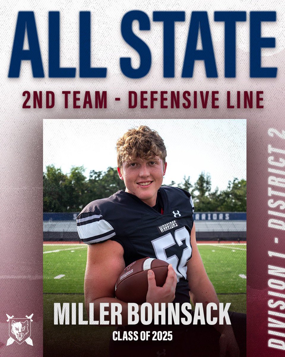 Congratulations to Miller Bohnsack for being awarded TAPPS Division 1 Second Team All-State Defensive Line! #SMPFootball #TEAC
