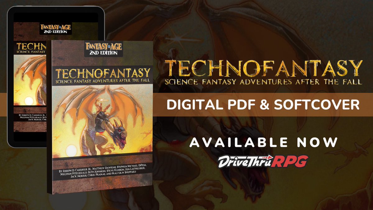 Fantasy AGE Technofantasy from <a href="/GreenRoninPub/">Green Ronin Publishing</a> is now available in Softcover!

Get it here: tinyurl.com/496mewnk

After the Fall, Strangeness Rises From the Ashes

#ttrpgs