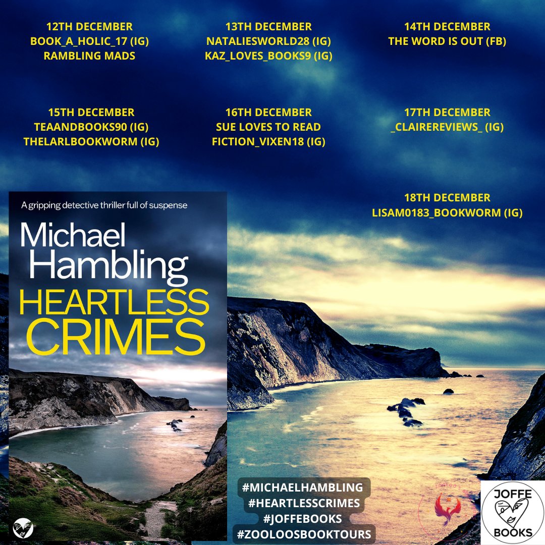 Today I am on the Blog Tour for Heartless Crimes (Detective Sophie Allen Book 13) by Michael Hambling
published by <a href="/JoffeBooks/">JOFFE BOOKS</a> <a href="/ZooloosBT/">ZooloosBookTours</a>
The great team are back in a twisty and dangerous case involving dark deeds at an ecological company!  Full review on facebook.com/TheWordIsNowOut