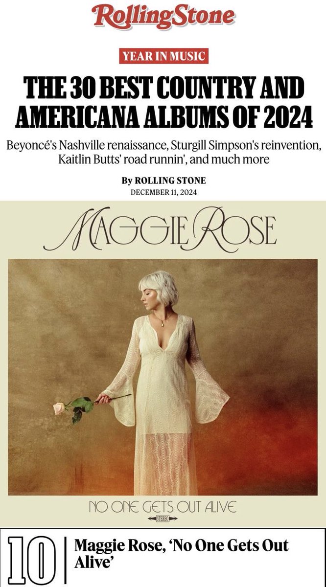 IAmMaggieRose's tweet photo. Itโs an honor to have #NOGOA recognized by @RollingStone as one of the best of 2024!
https://t.co/9TWERjgzLD https://t.co/xO9Ir50ArC