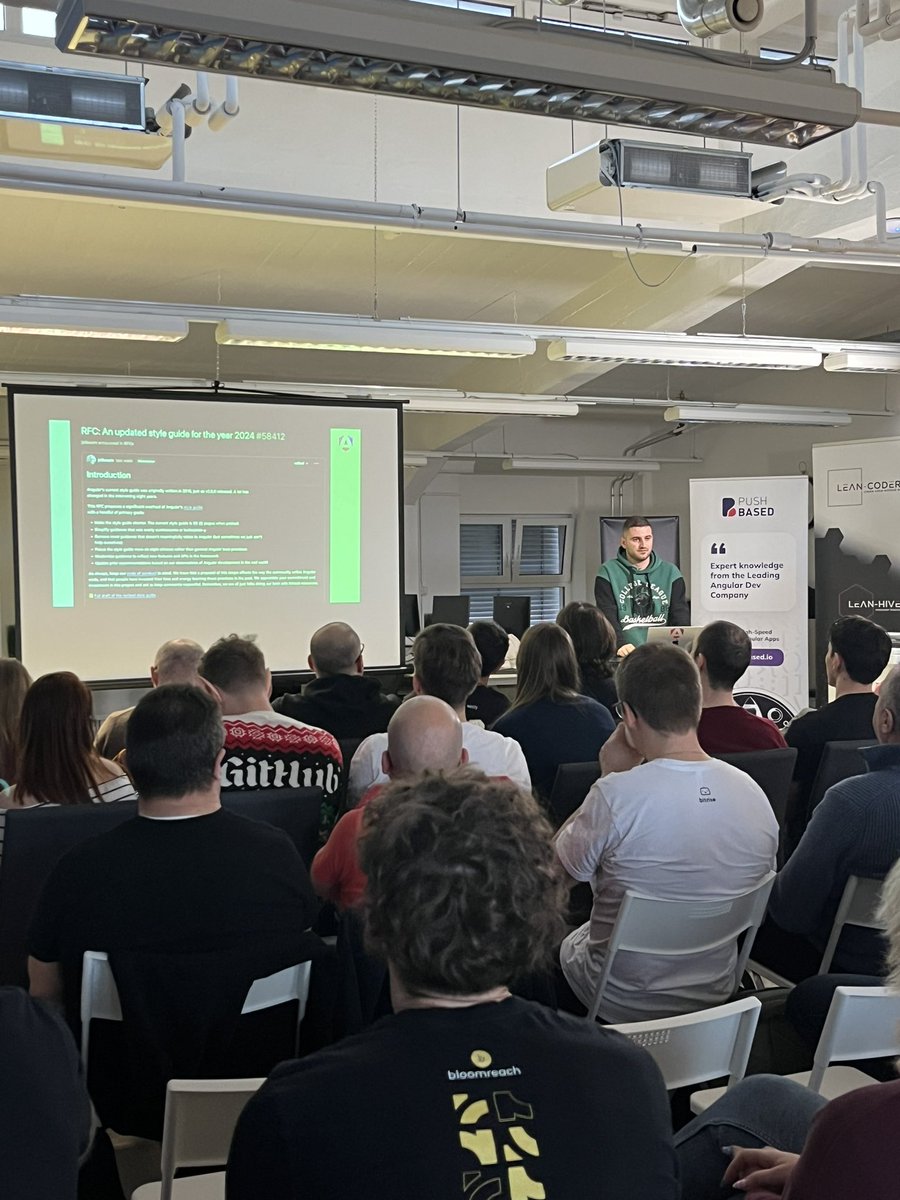 Michael_Hladky's tweet image. Now it’s @Enea_Jahollari’s turn to represent @PushBased on stage at #NgGlühwein with his talk “Migrating to Modern #Angular”
He’s sharing how to upgrade your Angular projects using official and community-driven schematics while keeping your codebase modern and maintainable.