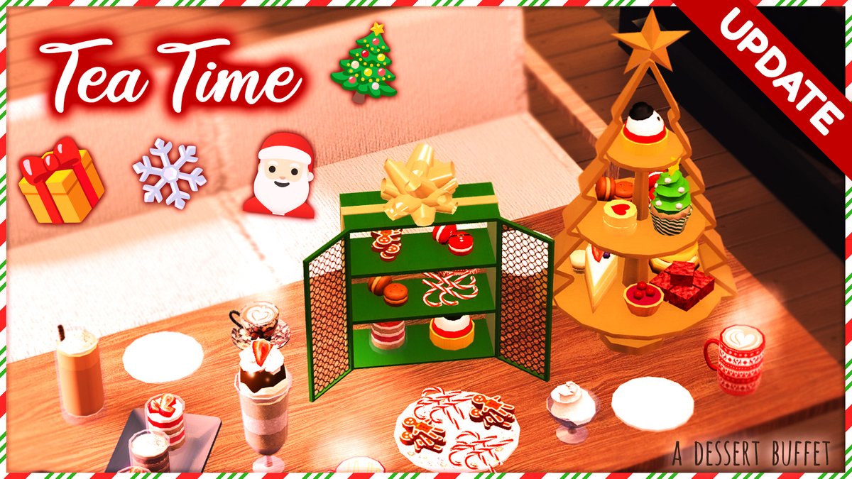 MagicBox_RBLX's tweet photo. Tea Time UPDATE 1.5.3

🎄 Christmas Desserts!
🌟 8 New Skins!
🎁 Christmas Rewards! [Check Sidebar]

Use code "CHRISTMAS" to claim a reward!

Game Link: https://t.co/JrTusOQqoe
 #RobloxDev #Roblox #RobloxGame https://t.co/W6l6kjR9UP