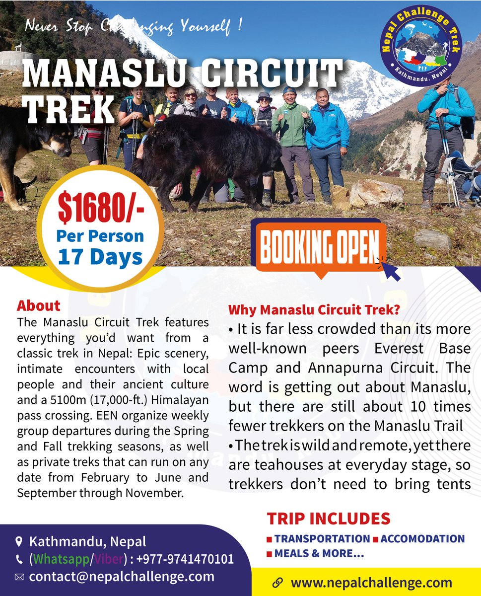 ChallengeTrek's tweet photo. #Manaslucircuitrek #Nepalchallengetrek #Everest https://t.co/eavbBODsXF