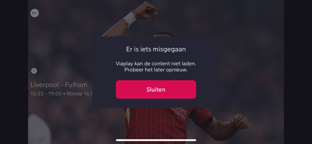 hedzerpost's tweet photo. @viaplaysportnl storing op de app? Geeft deze melding bij gebruik op iPhone. https://t.co/2hzEwG4a5D