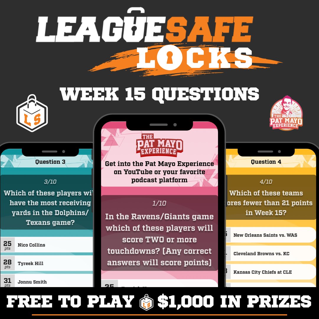 Don't forget to LOCK in your answers for this week's LS Locks contest.

Free to play. $1,000 in prizes. Only on the LeagueSafe mobile app.