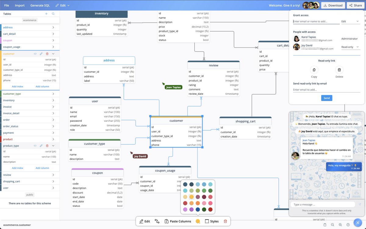 At Simja, we build software to help teams save time. Our real-time DB modeler is designed for collaboration in real time, making great tools accessible to everyone. 

Explore our demo (no sign up required) 👇👇
suite.simja.io/_/er-diagrams/…

#buildinpublic #SoftwareDevelopment #SaaS
