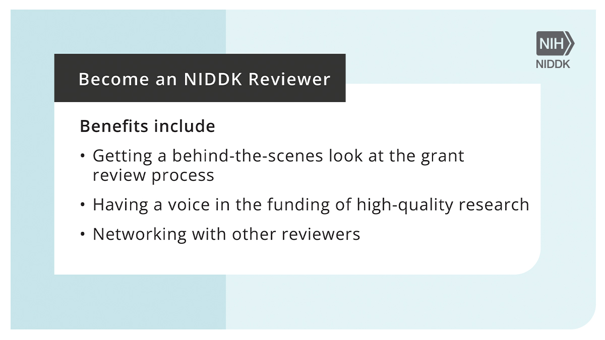 NIDDK is always looking for qualified reviewers. 

The science within our mission is extremely broad, so we're looking for reviewers with a wide range of expertise, including scientists in the early stages of their careers. 

niddk.nih.gov/research-fundi…

#NIDDK #ScienceTwitter