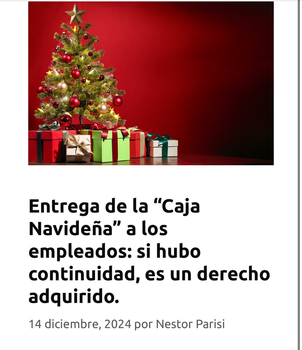 🎅 Hace no mucho tiempo, el Tribunal Supremo español debatió si la “Caja Navideña” que una empresa otorgaba regularmente a sus empleados, constituía un derecho adquirido. 🧑‍🎄

elmundojuridico.com/informacion-ge…
