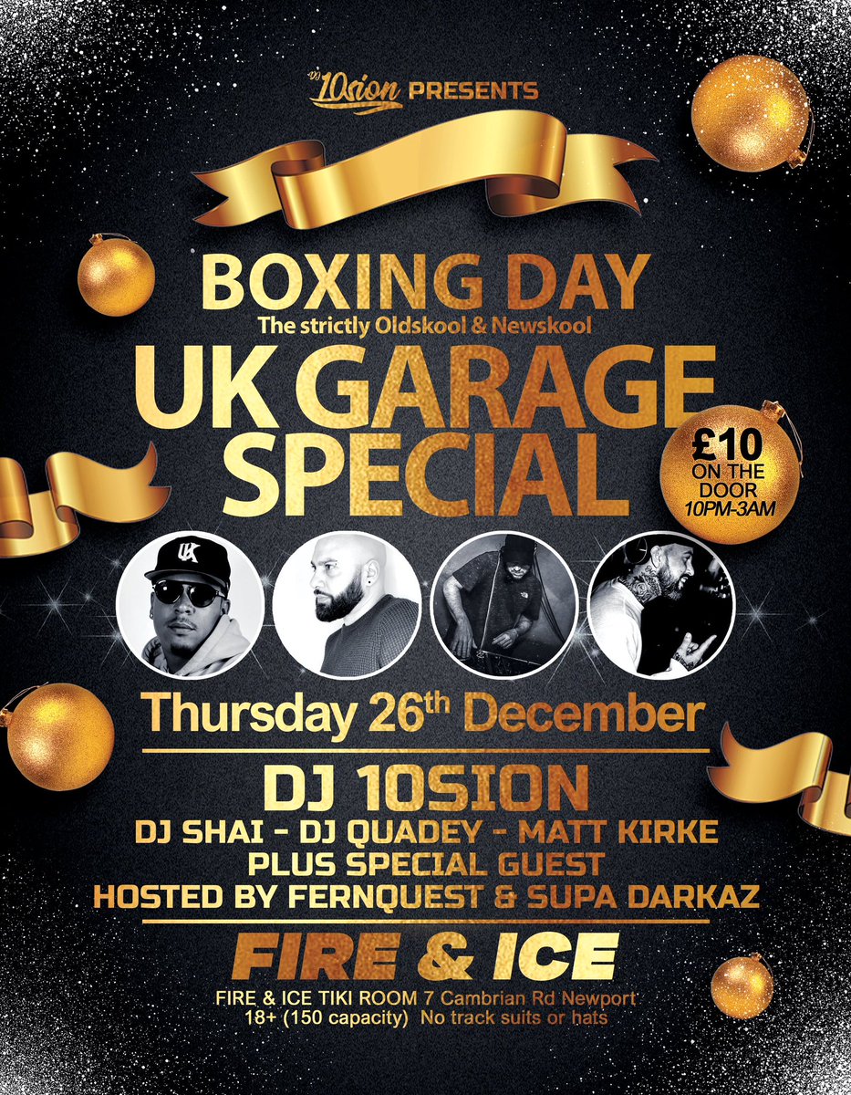 UKG Garage crew! We got you. #BoxingDay 
See flyers for all details 🕺🏽
