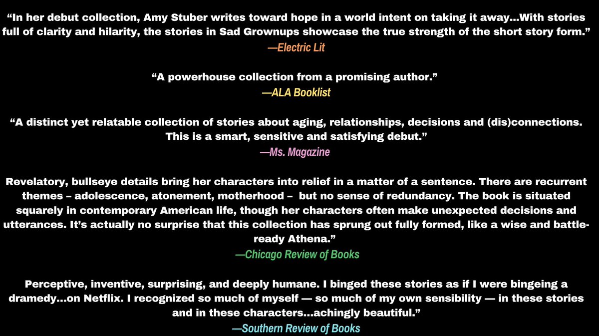If you know of anyone who might like a "funny," "humane," "sensitive," and "deeply satisfying" short story collection, I hope you'll consider gifting them my debut book, SAD GROWNUPS. 
bookshop.org/p/books/sad-... 

Indie books need support - I'd appreciate if you'd share this!