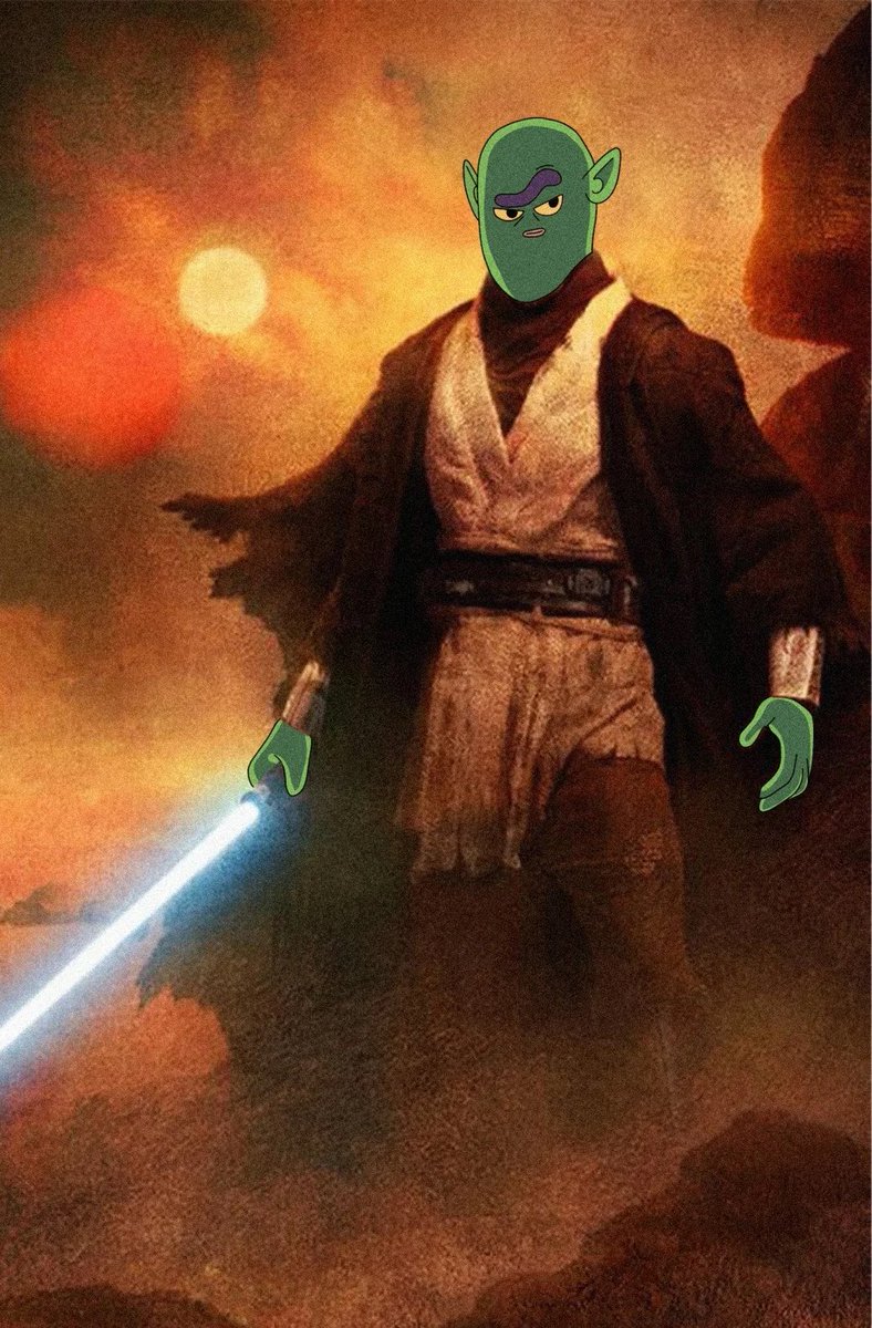 Collectzzz's tweet image. GM LEGENDS ☕️ 

Day #13 Posting $GOBI art every day until it reaches 100M MC

$GOBI -Kenobi rising from the ashes, ready to bring balance to the charts and send prices back to the 🌕 

Artist: @devincicoding