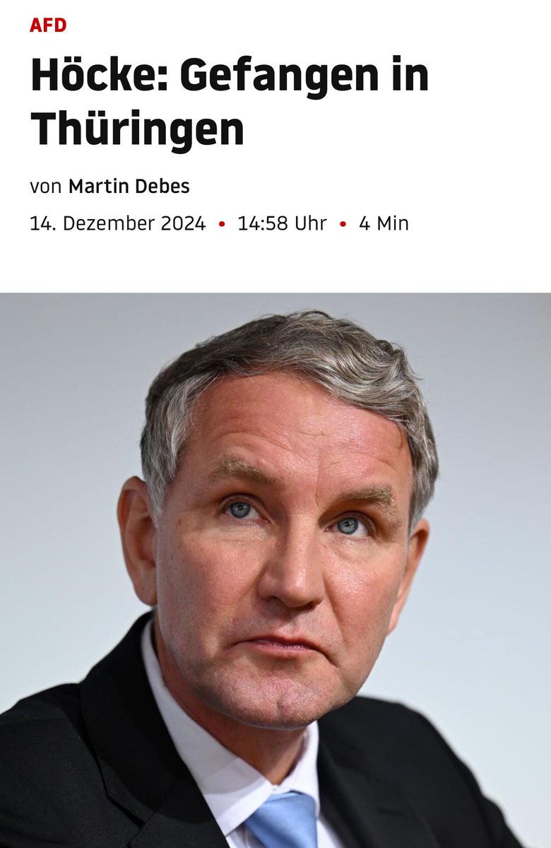 Martin_Debes's tweet photo. Heute Nachmittag wird Björn Höcke als Landeschef der Thüringer AfD bestätigt, trotz eines wahrscheinlichen Gegenkandidaten (ein renitenter MdB). Doch Höcke hat sich selbst eingemauert. Warum? @sternde 👇 Link in Druko https://t.co/n0S2Y6Kgut