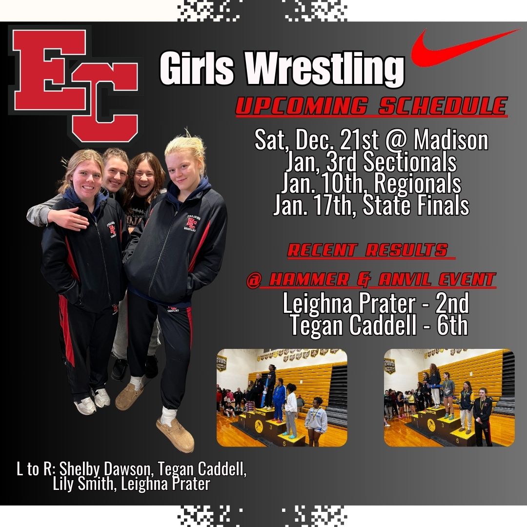 EC Trojan Athletics (@ectrojansports) on Twitter photo Girls <a href="/ectrojanwrestle/">EC Trojan Wrestling</a> season is getting closer and closer to Sectional time. Last weekend they competed in the Western Brown Hammer & Anvil Event.
Sr Tegan Caddell finished 6th in her weight class while fellow Sr Leighna Prater was the runner-up in her weight class. Girls <a href="/ectrojanwrestle/">EC Trojan Wrestling</a> season is getting closer and closer to Sectional time. Last weekend they competed in the Western Brown Hammer & Anvil Event.
Sr Tegan Caddell finished 6th in her weight class while fellow Sr Leighna Prater was the runner-up in her weight class.