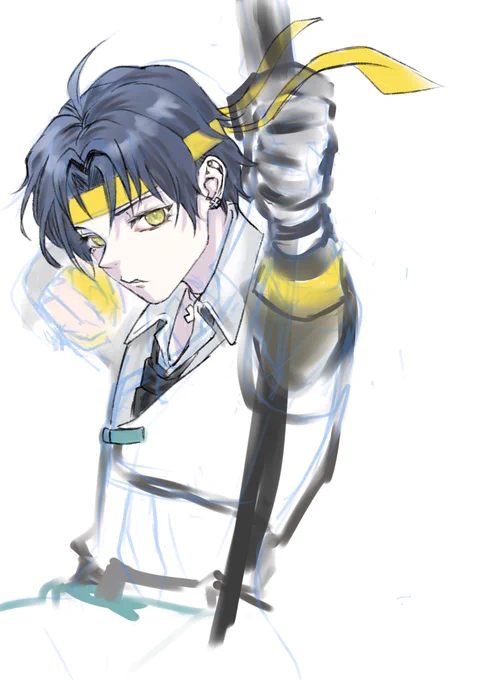 実はこんな感じの描いてるんだけど衣装わからなすぎて挫折しかけてたところ、ピアスに気付いてとりあえずこの胸の高鳴りを共有したかった! なんでそこにピアス開けようと思ったの?! 私のハルマサ待ってくれてるの?!嬉しい