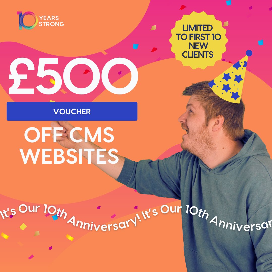 Resknow's tweet photo. Introducing our 10-Year Anniversary offers🎉

🎉£500 off CMS Websites
🎉£600 off Google Ads
🎉Up to £1250 off Social Media Plans

Drop us a message if you're interested! These deals are for the first 10 clients🚀

#10YearAnniversary #Deals #DigitalAgency #WebDesign #SpecialOffer https://t.co/QKYh8zZC1r
