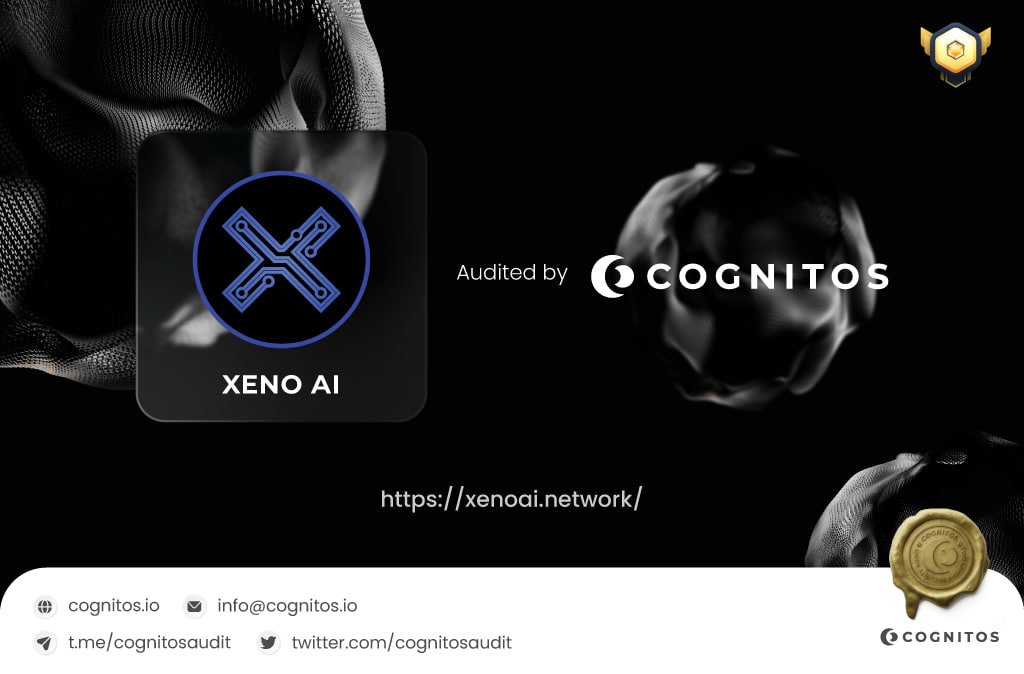 Congratulation to <a href="/AI_Xeno/">XenoAI</a>  that passed Smart Contract Audit Process by Cognitos

Name: Xeno AI
Website: xenoai.network
Smart Contract:
Ethereum (ERC-20)

Smart Contract Audit Report :
▫️0xa3637Da59d9007F324C2628Ebdd17dc1a839c394