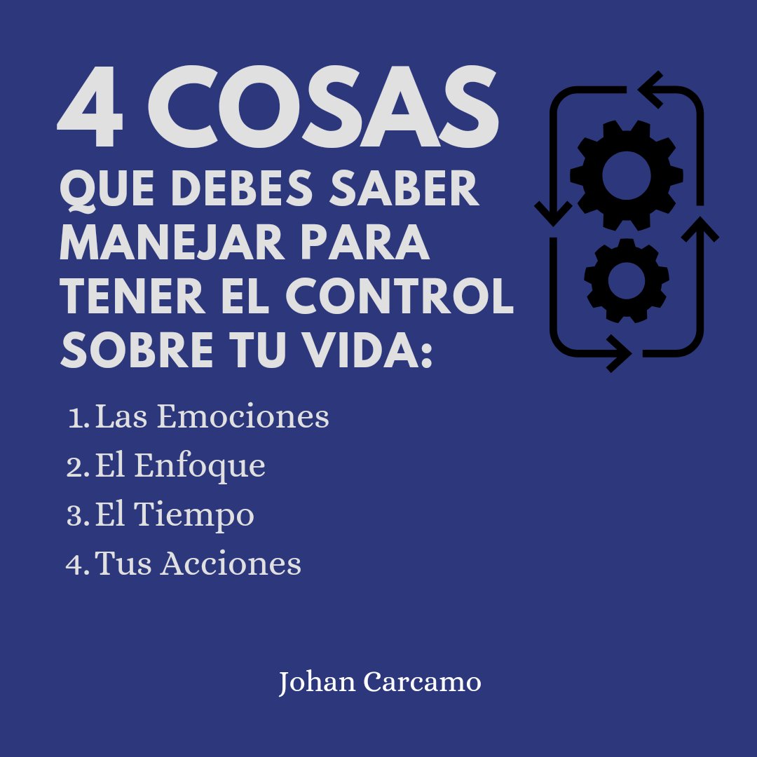 johan_carrcamo's tweet photo. 4 Cosas que debes Saber Manejar para tener el Control sobre Tu Vida:
1. Las Emociones
2. El Enfoque
3. El Tiempo
4. Tus Acciones

Proverbios 4:23-27 (NTV)
2 Timoteo 1:7 (RVR1960) https://t.co/sn0Ma3df7X