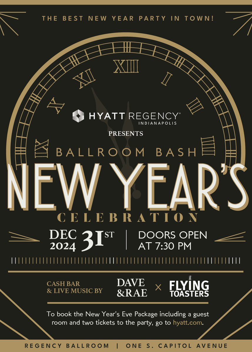 TheFlyToast's tweet photo. Get your tickets now for New Year’s Eve at @hyattindy 

https://t.co/MNgKESUcqU https://t.co/aN8KV1sjy1