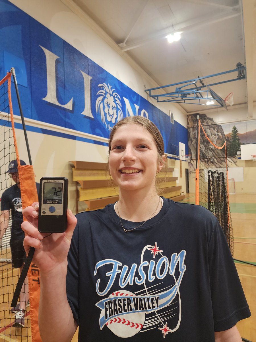 Almost a year to the day from my last PR.  I have a new PR with my overhand throwing velocity. 72 Mph is the new number <a href="/FVFusion2008/">@FraserValleyFusion2008</a> <a href="/Wass_Strength/">Austin Wasserman</a> <a href="/TopPreps/">247 College Sports News Recruiting Top Preps on X</a> <a href="/CoastRecruitsSB/">Coast Recruits 🥎</a> <a href="/IHartFastpitch/">I❤️Fastpitch</a> <a href="/SoftballDown/">Down South Softball</a> <a href="/SBRRetweets/">Softball Recruiting Reposts</a>  <a href="/joycewellhoefer/">Joyce Wellhoefer</a>