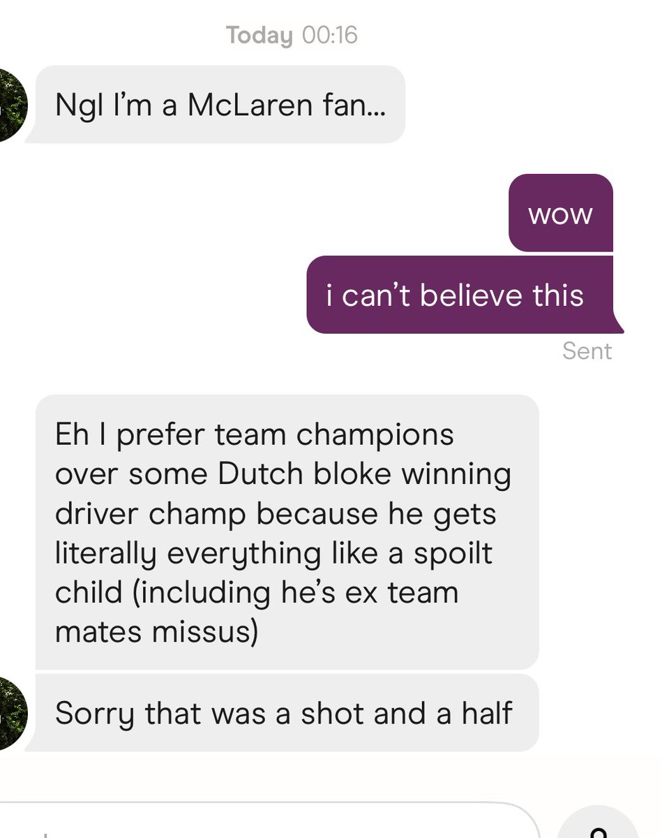 cewislapaldi's tweet photo. yes i just unmatched someone for speaking ill of max verstappen https://t.co/fbyziWEdG7