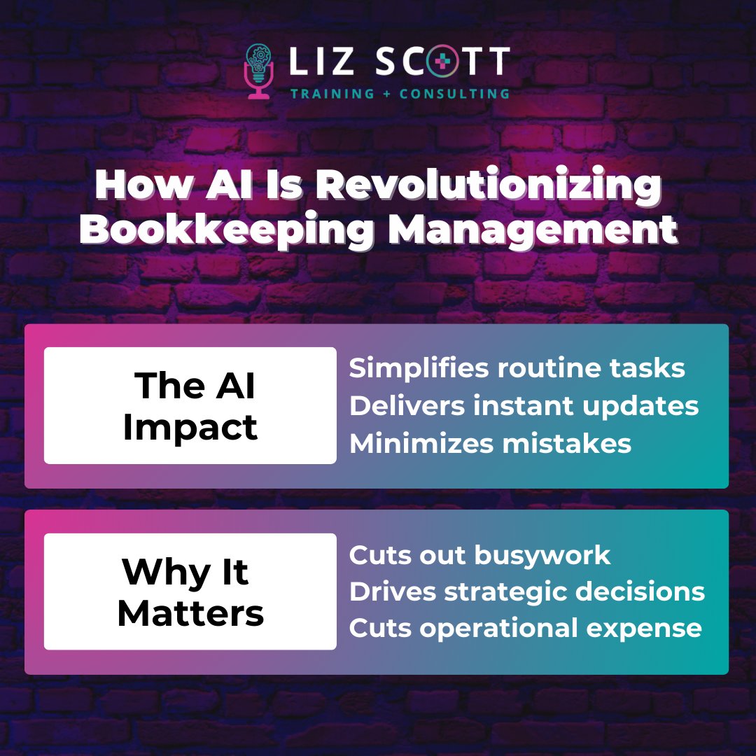 LizScottQBO's tweet image. 🤖 AI is revolutionizing the way we manage bookkeeping! From automating tasks to providing real-time insights, here’s how. #AIInAccounting #BookkeepingAutomation