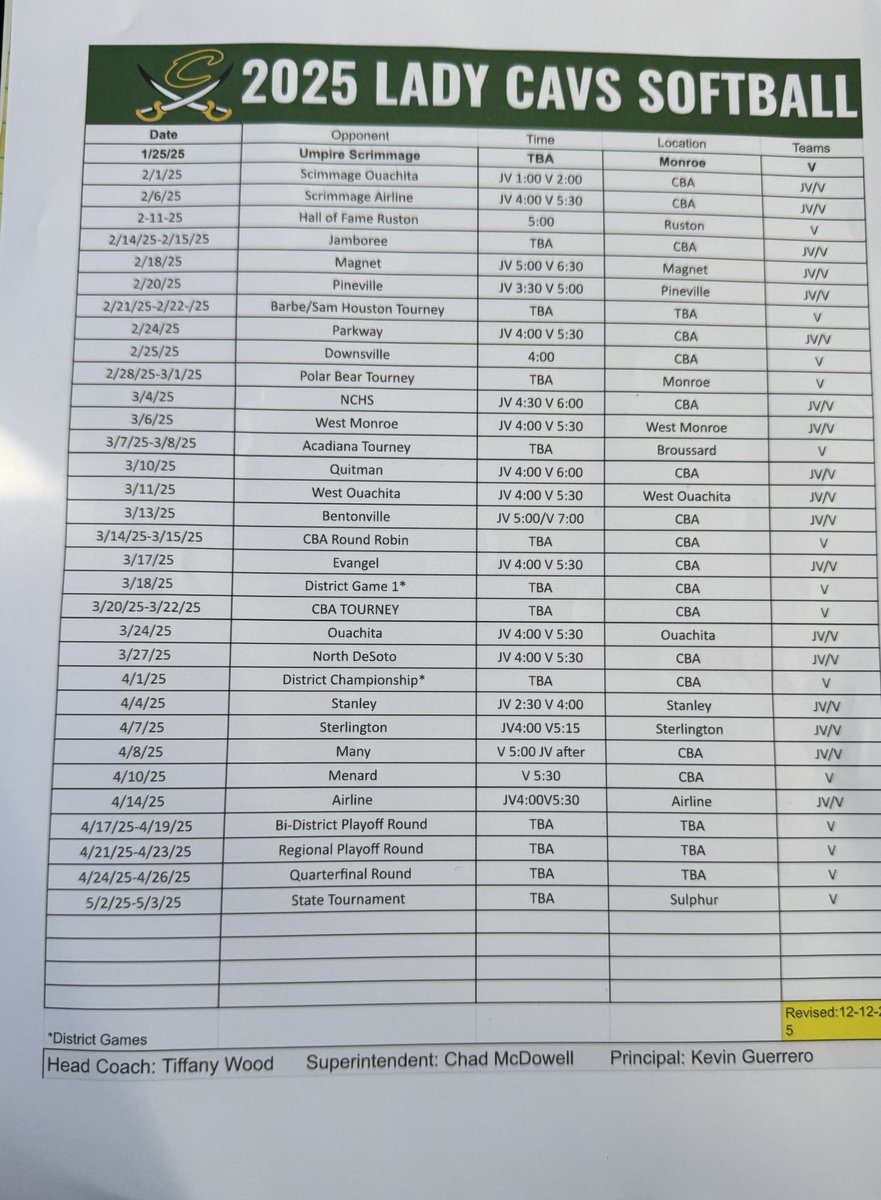 It is ALMOST time!! Here is our 2025 schedule. Come out and watch!!