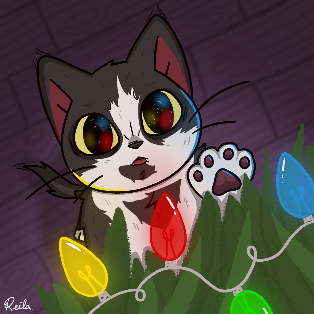 Rei_ndrops's tweet photo. Festive kitty, it’s Tupperware! https://t.co/XHKuXhYo3T