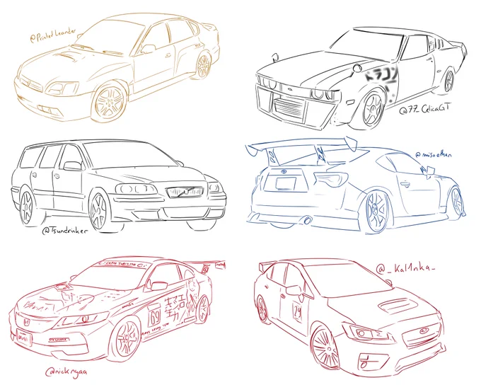 some more sketches of cars that belongs to followers because why not 