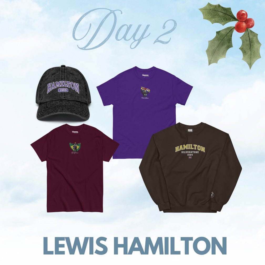 Day 2 🎁 - Sir Lewis Hamilton, celebrating his achievements with Mercedes-AMG before he joins the prancing horse next year.

His first win in 1000 days at his home race in Silverstone 2024 🇬🇧 and his incredible comeback in Brazil 2021 🇧🇷

Now available at theslipstreamapparel.com