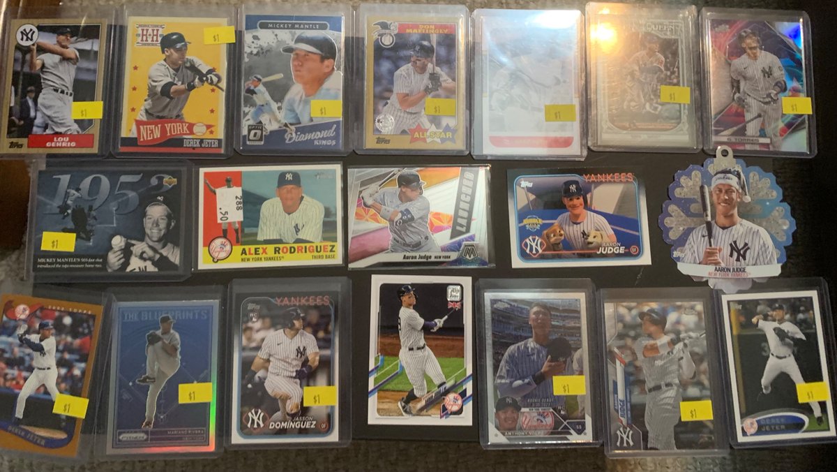 MerchOnly's tweet image. 200 Yankees cards, $40 shipped. A good handful of dollar cards for you to throw into a dollar box, including the Judge SP from update and a Judge Topps UK card (shown). #HMas24