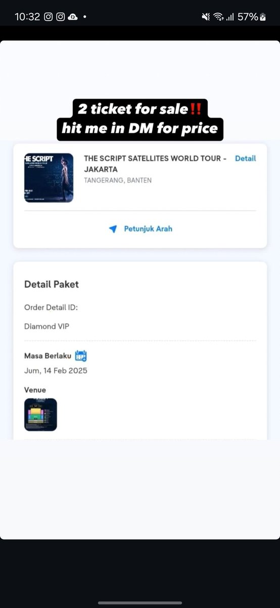 rinomugi16's tweet photo. wts the script 2 tiket diamond vip atas nama istri. Ga jadi nonton di jakarta karna pindah kota.  Hit me up on DM for serious buyer. https://t.co/YBtjjbt6V7