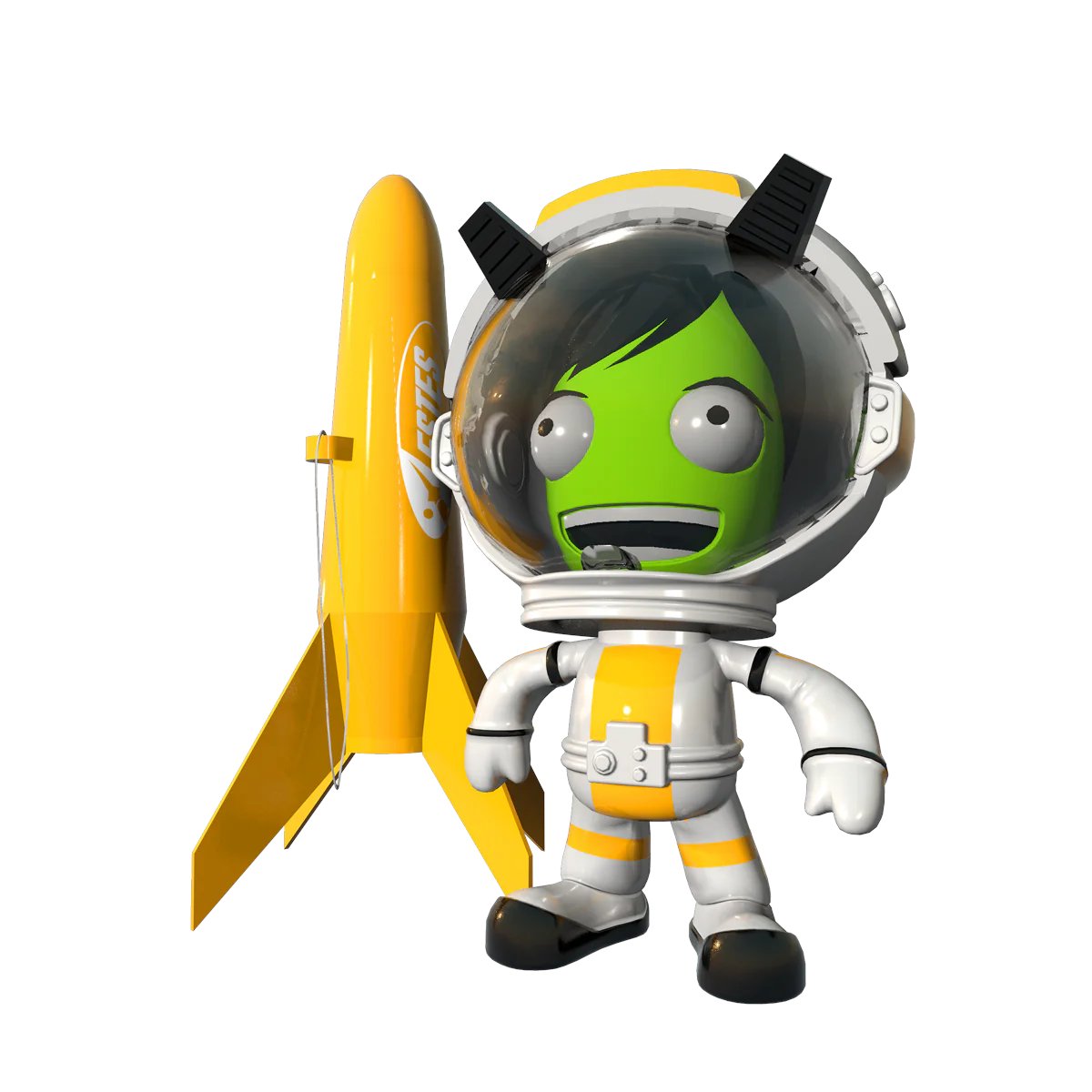 DJSnM's tweet photo. Just in time for Christmas @EstesRockets have released some official Kerbal Space Program models - they all come with a Kerbal figure, either Jeb or Val. And the rocket which can be flown using the Estes rocket launch system takes design cues from the game models.
https://t.co/y5EGzNz86j

There's one flyable rocket, one that's a desktop model and two sets look like Christmas tree ornaments which will be hanging on my tree.
(The link is an affiliate link that gets me a cut of any sales)
