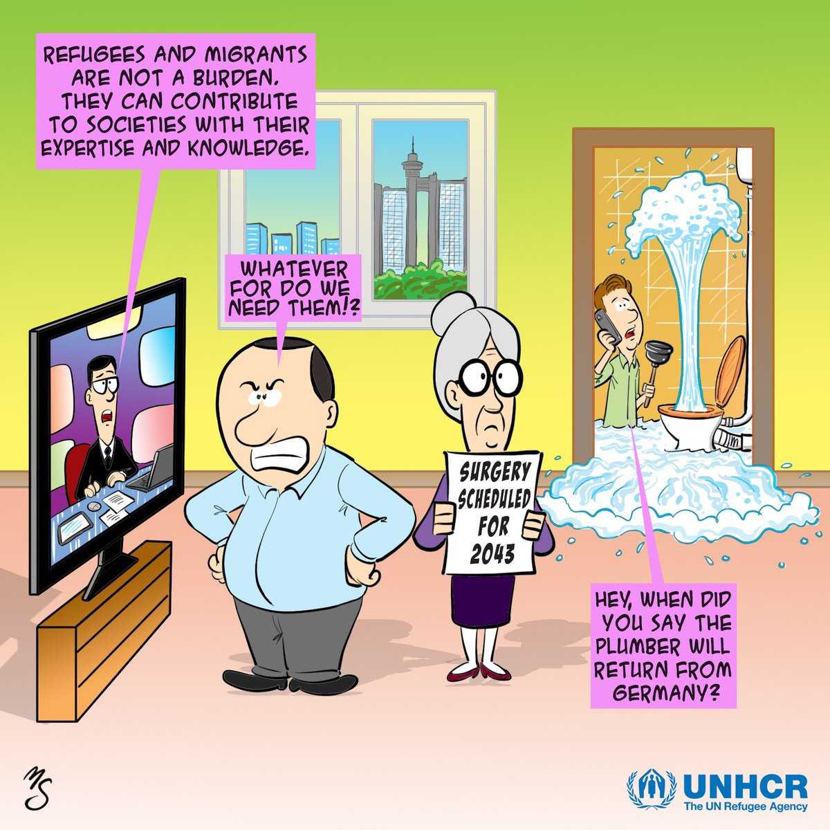 UNHCRSerbia's tweet photo. People who found new #HOPE in Serbia brought skills and talents that enrich our communities.
🤝 Solidarity and opportunities build a stronger future for all.
🎨 By Marko Somborac for @Refugees.
#SomboracForRefugees https://t.co/cY9den7F8m