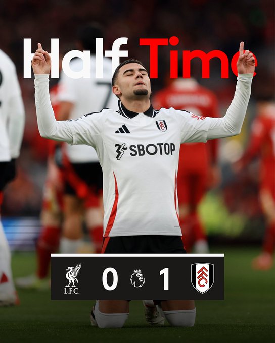Half-Time: Liverpool 0-1 Fulham