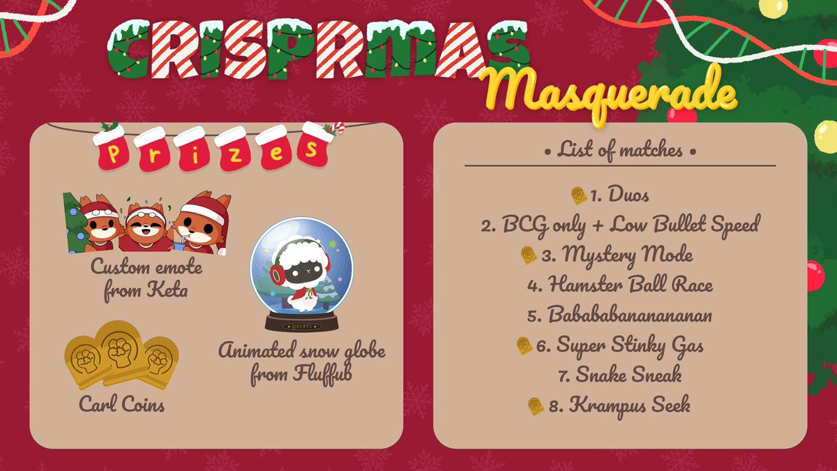 CC Crisprmas event is stating soon! 🎄
AWW hosting few game and we stream too!  (-> twitch.tv/wvbbb)
Check out more CC's stream too! (-> twitch.tv/directory/cate…)
*You can join event if you are CC! check out on discord CC channel

#superanimalroyale #contentcreator