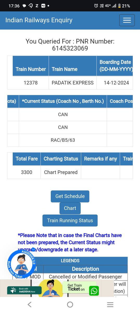 smartraj09's tweet photo. @railcomplaint @RailwaySeva  @RailMadad PNR 6145323069, train no: 12378. My brother is travelling with a medical condition on this train today. His ticket was in RAC 63 from New alipurduar, TT allotted him a seat in his system in B5 55. Now someone says it's their seat from NJP. https://t.co/Tyb3XTo6Da
