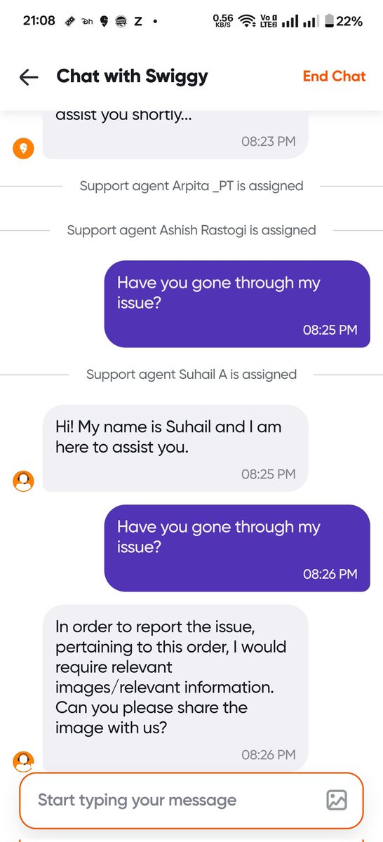 hhhakki's tweet photo. @Swiggy @SwiggyCares Had a terrible exp. Rcvd a chicken momo being a vegetarian and to top it all had a frustrating call/chat with your customer care exec. Even after being a swiggy member since ages that too a pro member this is so sad. Not able to upload all the pictures https://t.co/vX2wUM3SUX