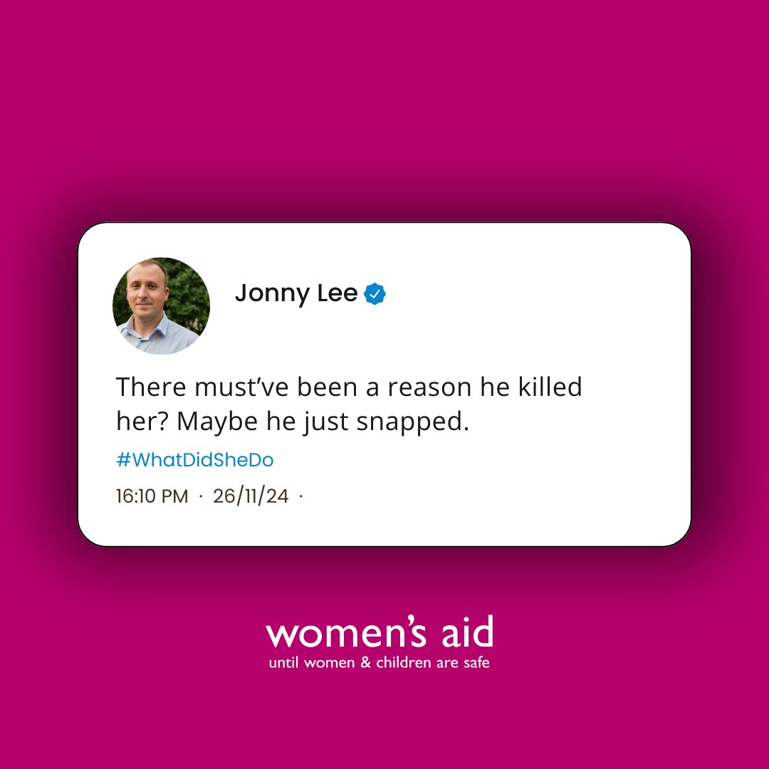 It’s time to change the narrative on domestic abuse. Too often, the blame is shifted on to victims or excuses are found to justify male violence. We must hold abusers accountable &amp; create a culture where survivors feel supported, not shamed. Donate here: womensaid.org.uk/give/donate/