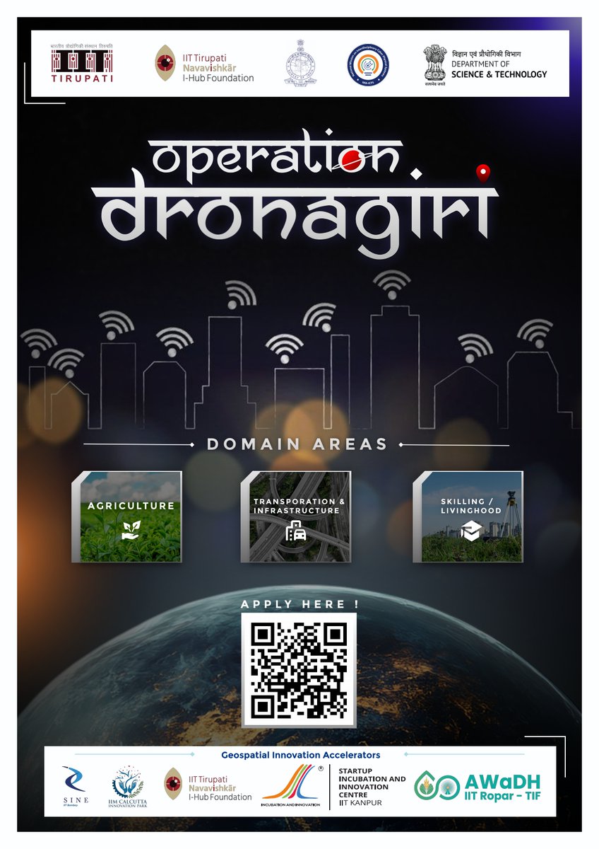 Only 6 Days Left for Operation Dronagiri – Apply Now! Don’t miss the chance to be a part of Operation Dronagiri, a groundbreaking initiative under the National Geospatial Policy 2022 by the Department of Science and Technology (DST)- GDPDC.
Apply Here: dronagiribharat.com